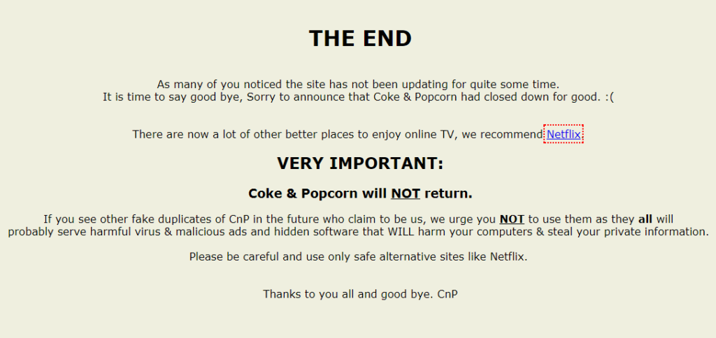 Alternatives of Coke and Popcorn websites
