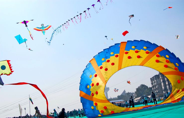 Indian Festivals in January National Kite Festival 