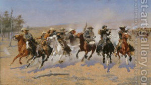 A Dash for the Timber by Frederic Remington - Reproduction Oil Painting